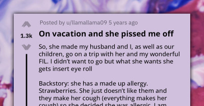 Redditor and Her MIL Got Into a Childish Challenge on Joint Vacation, Provoking Each Other by Consuming Food the Other One Is Allergic To