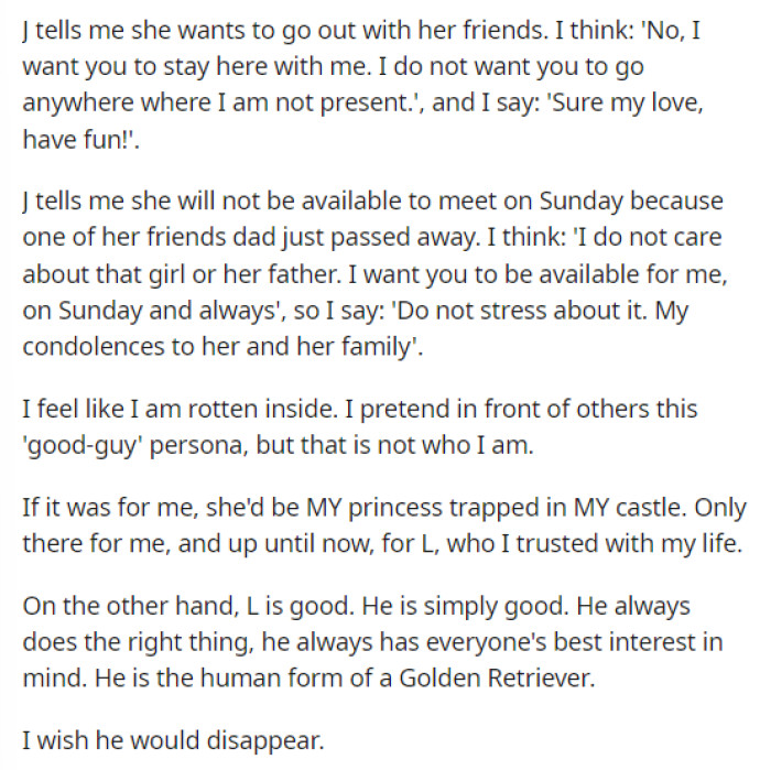 OP provided significant insight into his own mind and how he truly felt during this moment, which we think is very genuine.