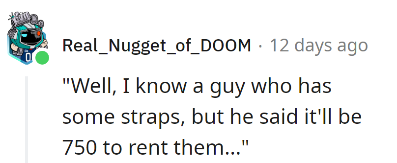 Strap inflation, the new economy. Next, they'll be offering coffin straps on the stock market!