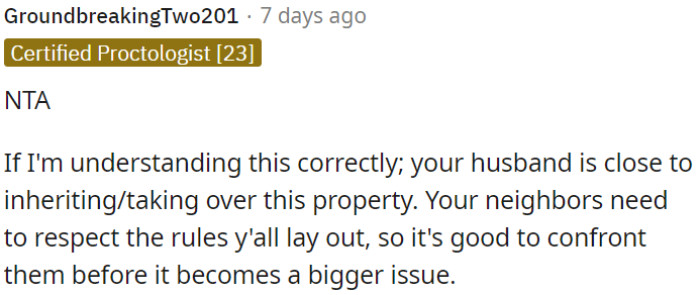 To avoid future problems, OP should address the neighbors about following set rules now.