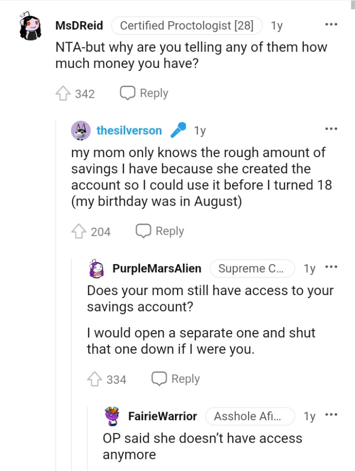 The protagonist's mom only knows the rough amount of savings she has