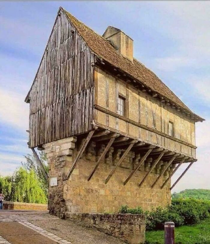 A Framed Building Made Of Oak Log Built In 1347 In France