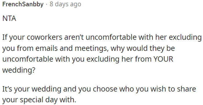 OP's wedding, OP's choice