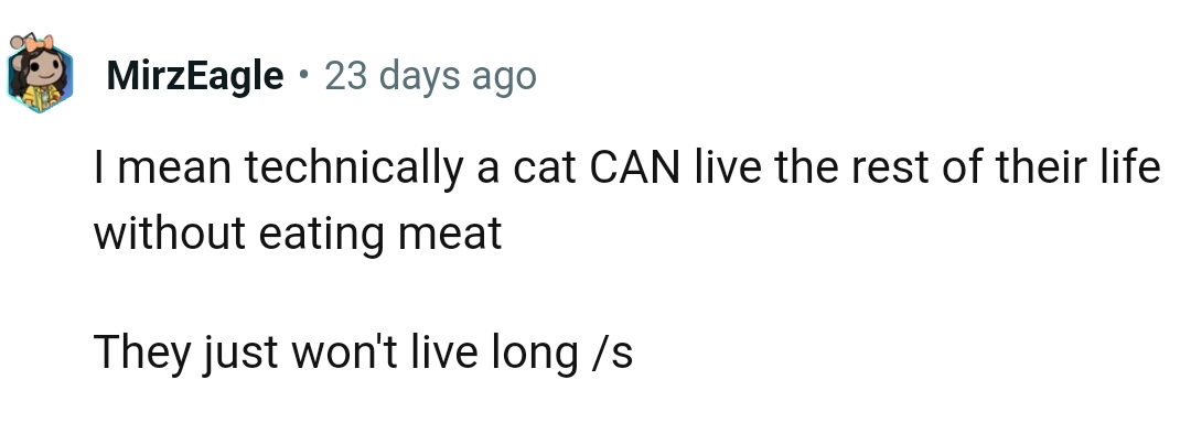 Cats Won't Live Long Without Meat