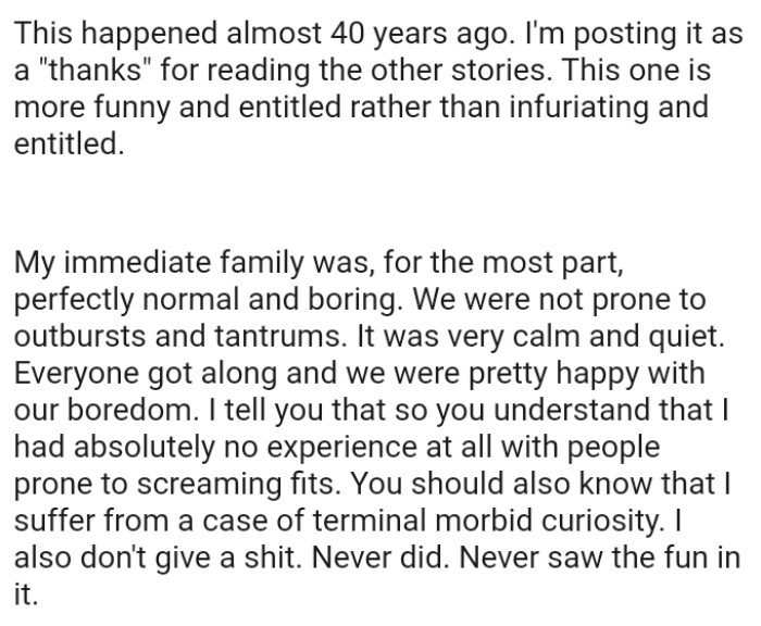 The OP reveals that this event took place decades ago