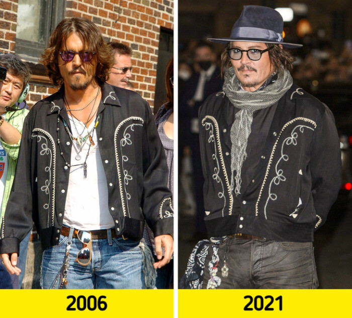 17. Johnny Depp and the jacket he’s been wearing for decades – he was first photographed in it in 1993.