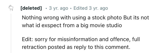 “Nothing wrong with using a stock photo. But it’s not what I’d expect from a big movie studio.”