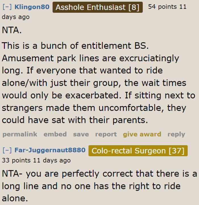 The parents should have just sat with their kids.