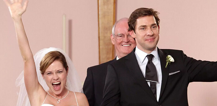 1. Jenna Fischer, who played Pam Beesly, says the wedding scene was the hardest to film