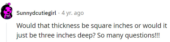 Calculating makeup in cubic inches or just measuring depth?
