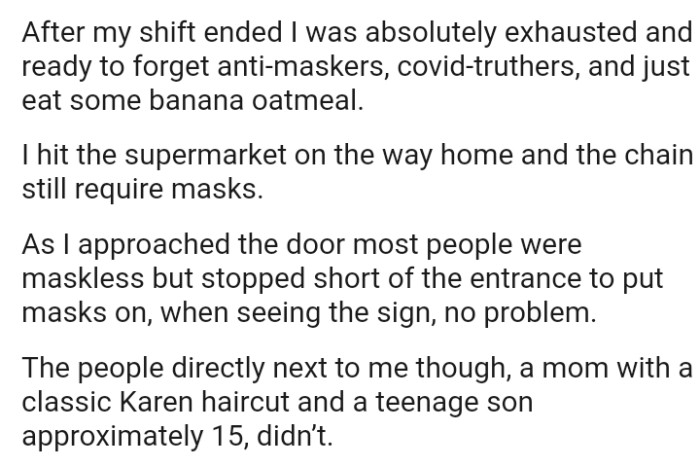 The OP hits the supermarket on the way home and the chain still require masks