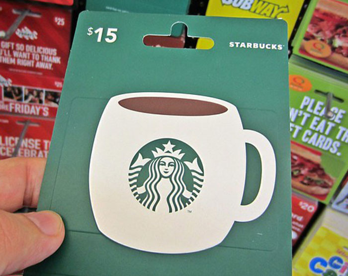 2. Starbucks gift cards