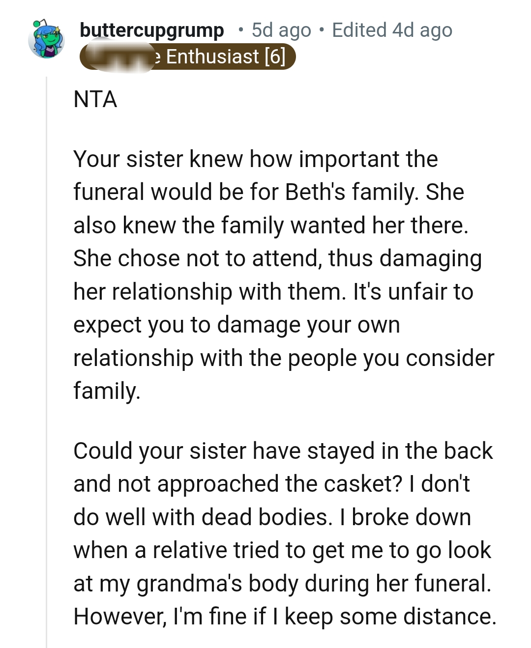 It's Unfair to Expect the OP to Damage Her Own Relationship with the Family