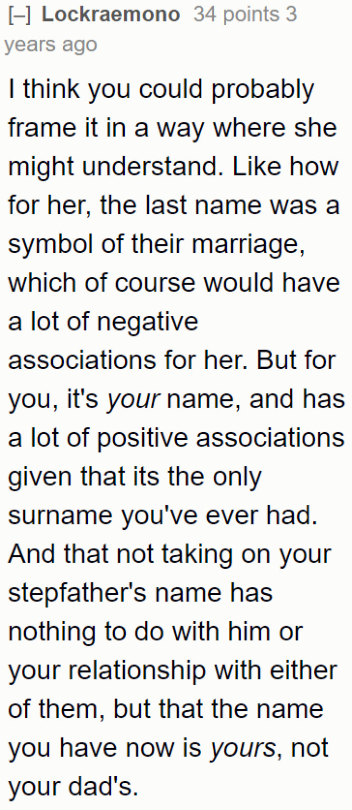 The OP can highlight the positive associations with her name.