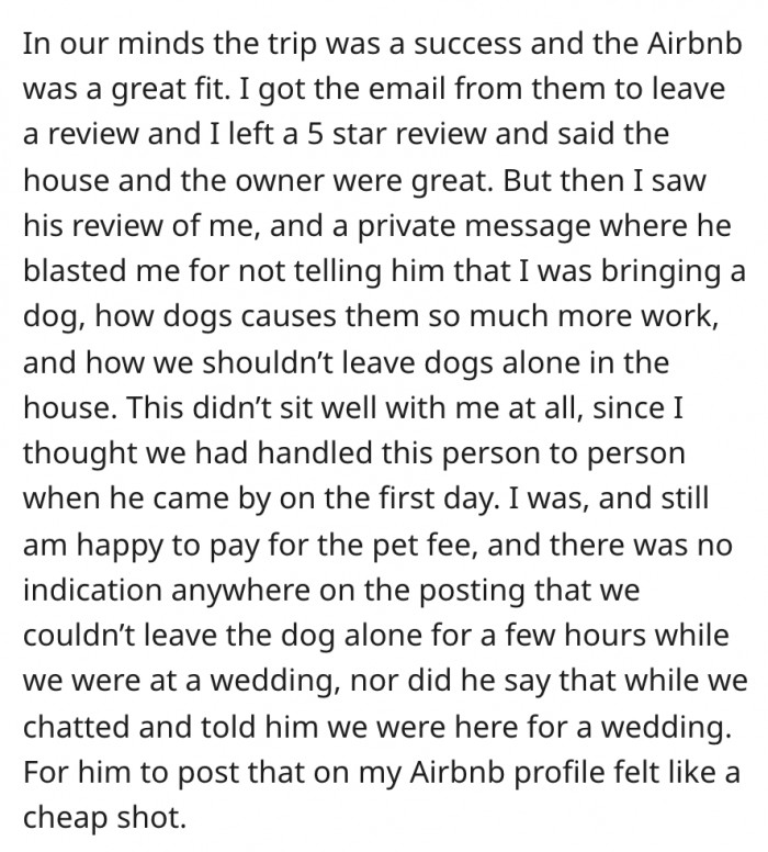 The poster assumed that was the end of it until the owner left them a 1-star review on their page