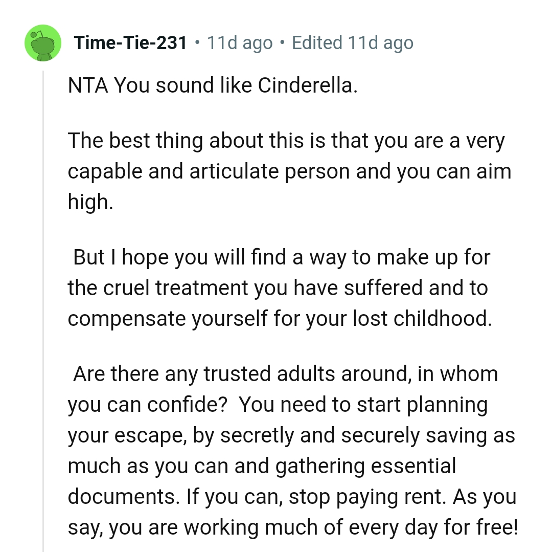 The OP needs to start planning his escape