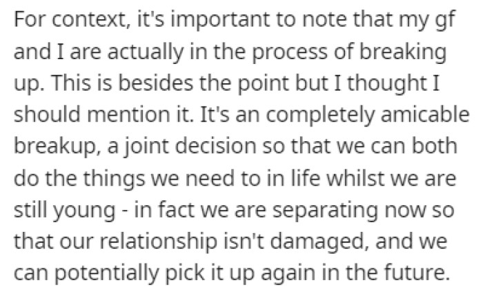 OP Notes That He and His Girlfriend Are in the Process of Breaking Up