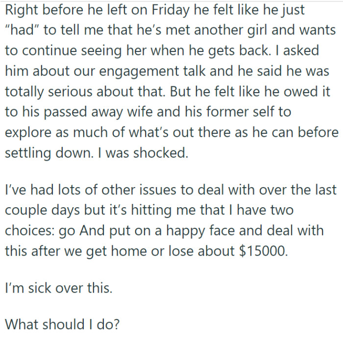 Just before leaving, her boyfriend dropped a bombshell — he's 