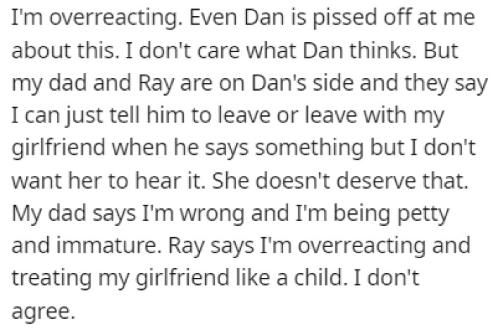 OP turned to Reddit to see if he's actually overreacting in this situation