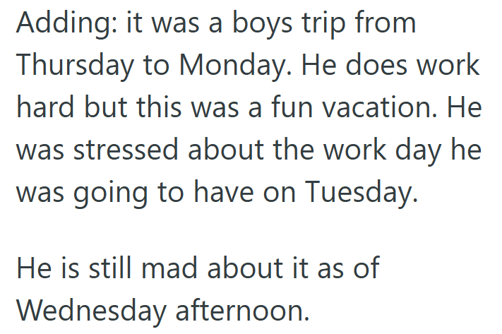 Three days with the boys, three more days to stay mad — impressive symmetry.