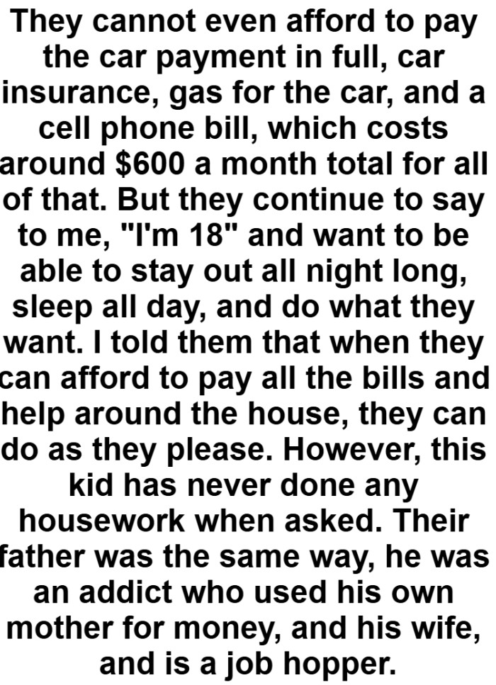 They can be free when they can afford to pay all the bills and help around the house