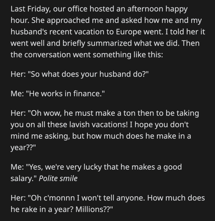 OP snapped and told her coworker to learn how to take no for an answer