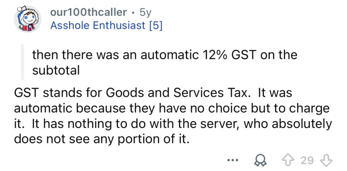 GST has nothing to do with the server.