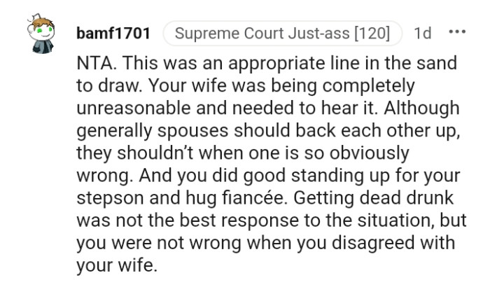 OP did well for standing up for his stepson