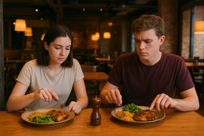 The Redditor had only made it halfway through their meal, and their girlfriend was in the same boat.