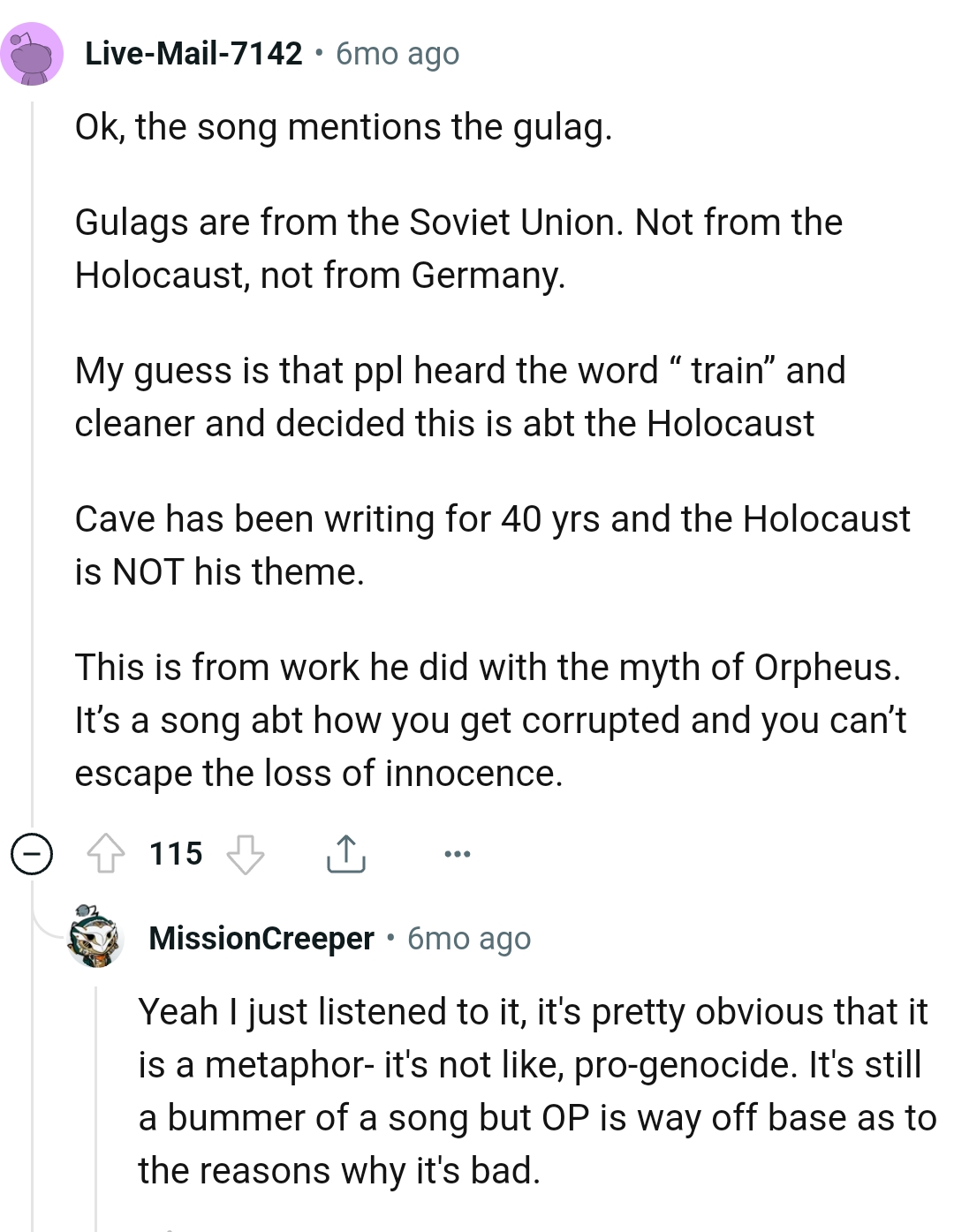 The song does mention the gulag