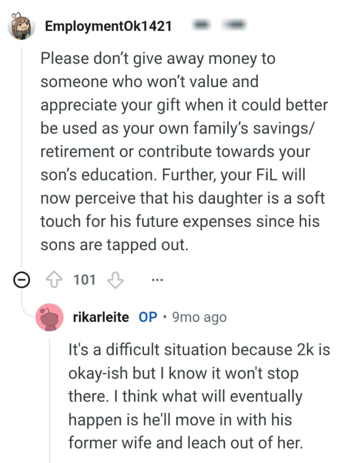 The OP should not give his money away