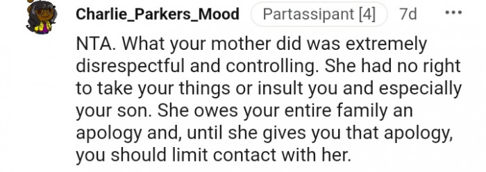 8. She had no rights to take your things