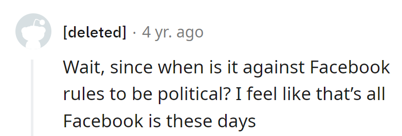 Facebook: Where being political is the only bipartisan agreement we see.