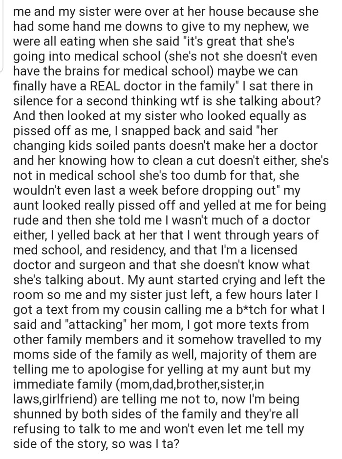 OP and Her Sister Went Over to Their Aunt's Place, but a Harmless Family Time Turned Into a Huge Argument That Has Now Left OP Wondering If She's the AH