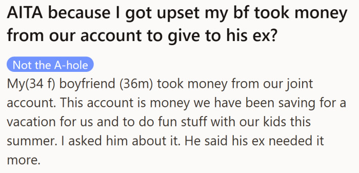 The money they had been saving together suddenly disappeared, and the reason pointed straight back to his ex.