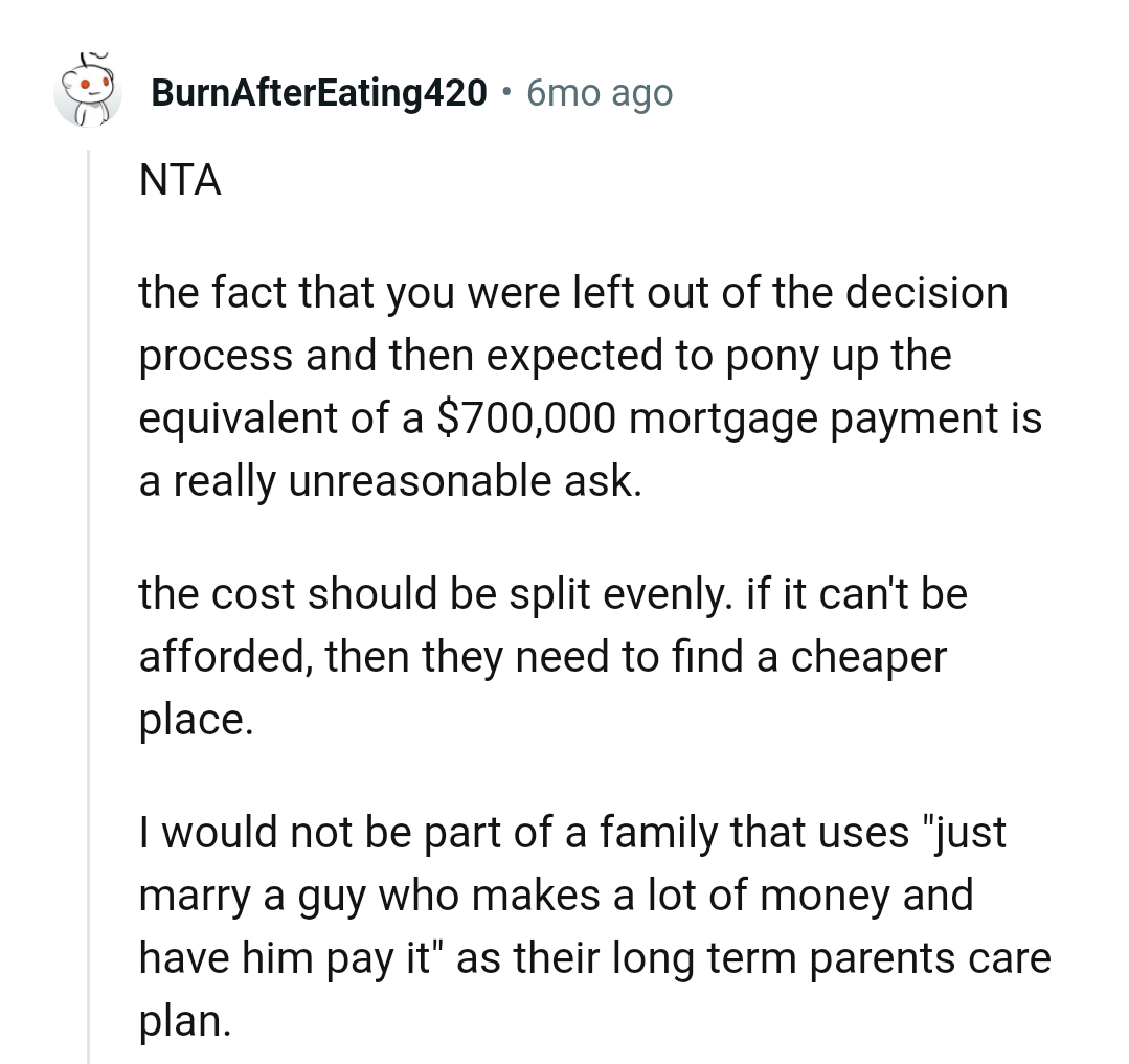 The cost should actually be split evenly