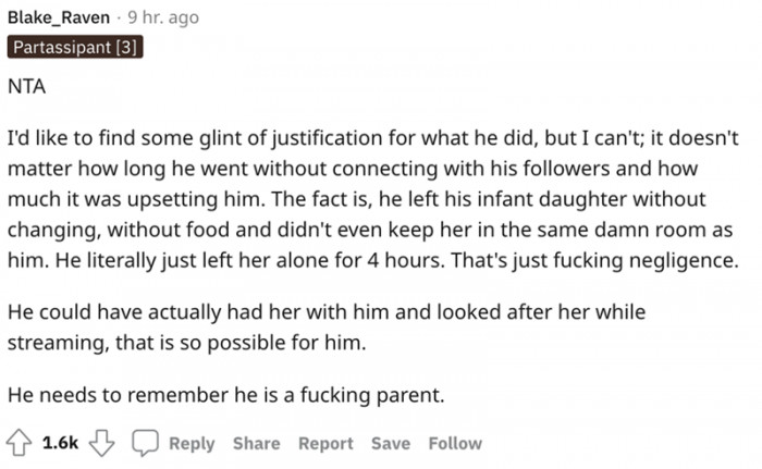 He literally just left her alone for four hours