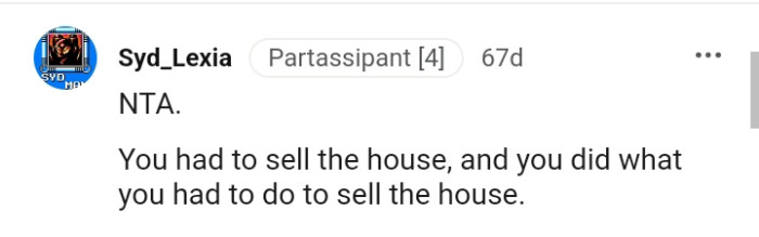 The OP did what she had to do in order to sell the house.
