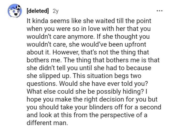 She would have been upfront about it