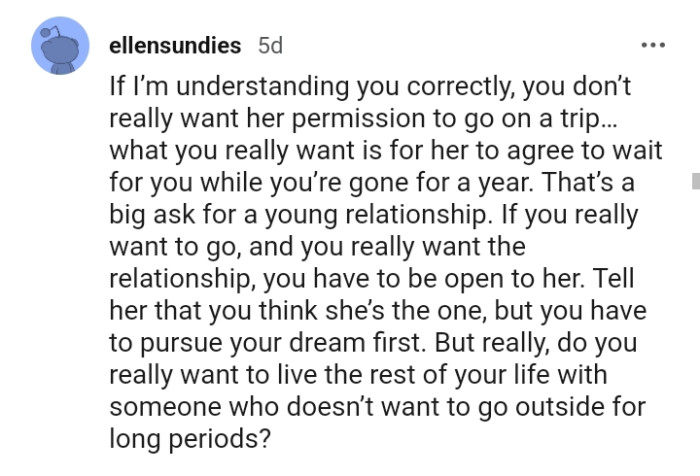 The OP telling her that he thinks she's the one