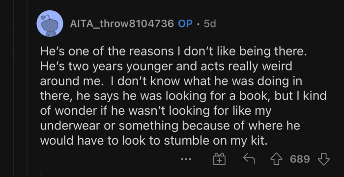 The step-brother is one of the reasons OP wants to escape.