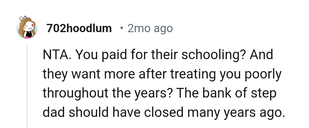 The bank of stepdad is closed