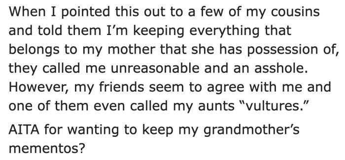 She asked for other people's opinions on the matter.