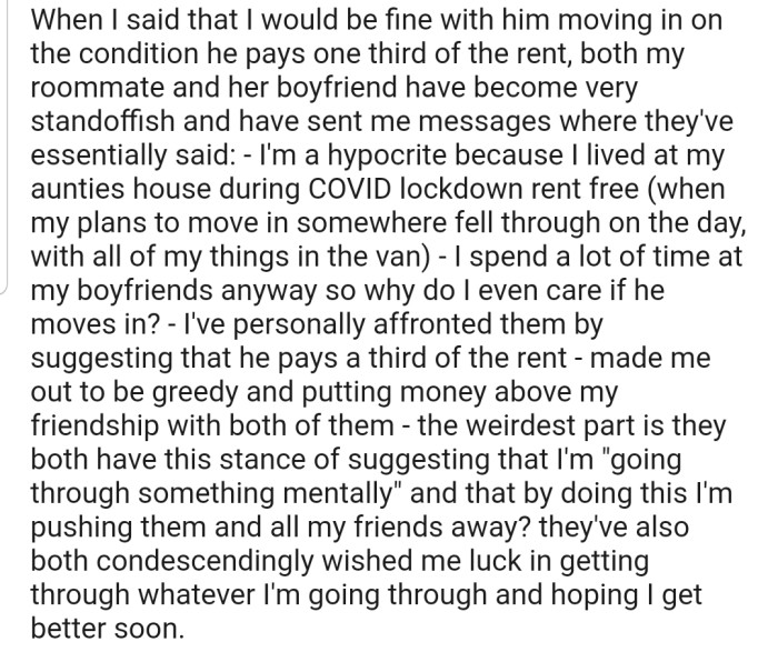 OP has set a condition that he must foot at least one-third of the rent