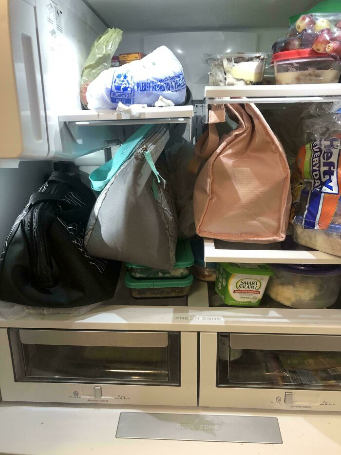 "I Thought The Point Of A Lunchbox Was To Not Have To Use The Fridge. I Play Tetris In The Work Fridge To Fit My Small Container In"