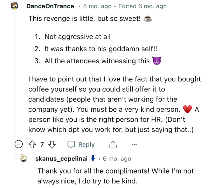 “This revenge is little, but so sweet!”