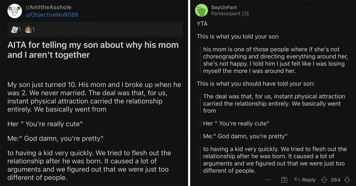 Man Tells 10-YO Son That His Mom Is A Control Freak After Asking Why They Separated, Wonders If He Was Wrong For Saying That