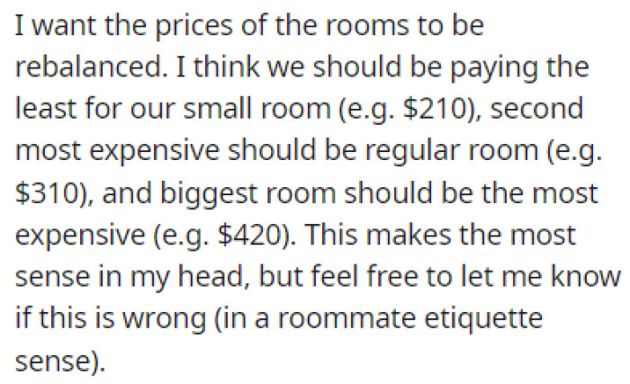 OP Believes That the Way They Pay Rent Should Be Changed