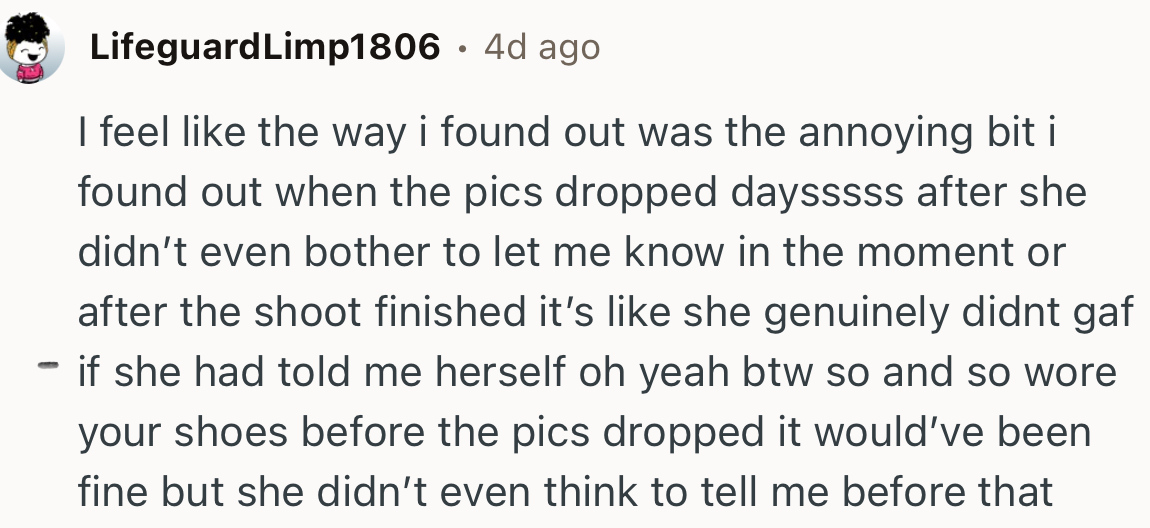 OP Came Under the Comments to Provide More Context on the Matter. She Actually Found Out a Couple of Days After the Photos Were Released. It Was Just Frustrating That Stacey Didn’t Care to Ask First