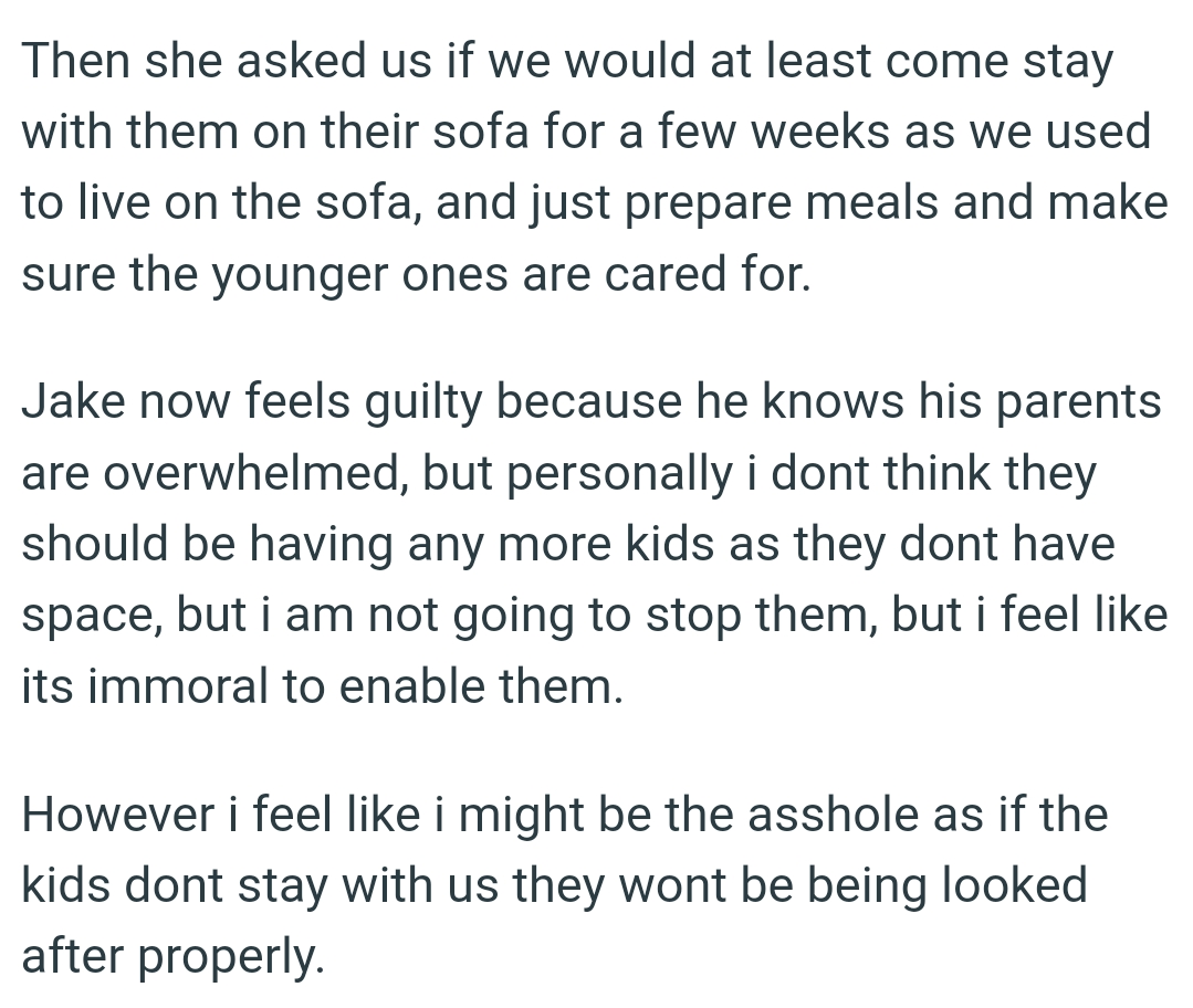 She wanted them to just prepare meals and make sure the younger ones are cared for